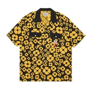 Carhartt WIP Men's Black and Yellow Floral Button Down Shirt